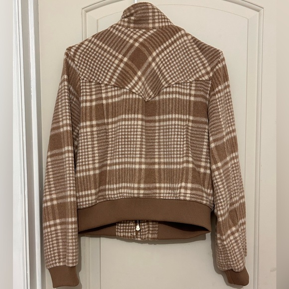 Bagatelle Plaid Tan Wool Blend Snaps Women's Jacket - Picture 5 of 12
